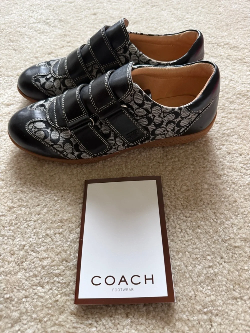 Coach Black and Gray Signature Canvas Velcro Sneakers - Picture 2 of 7